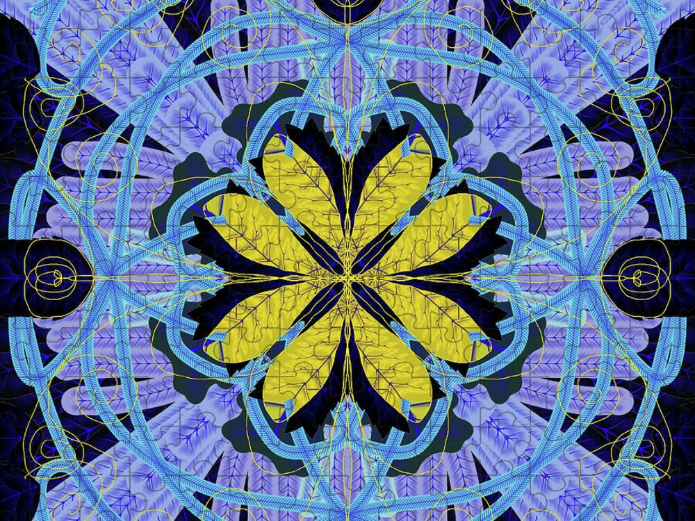 Blue and Yellow Leaf Mandala - Puzzle