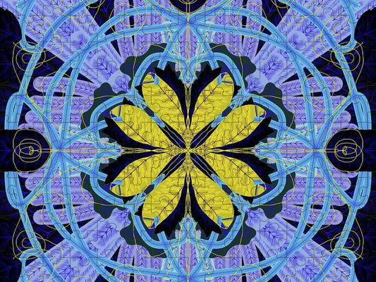 Blue and Yellow Leaf Mandala - Puzzle