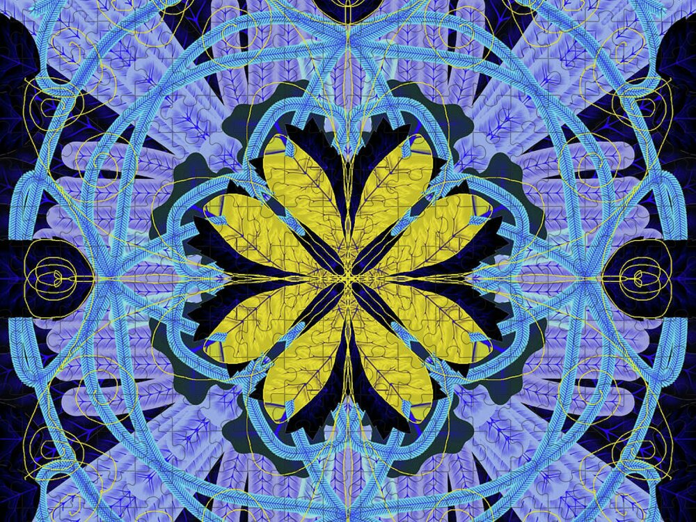 Blue and Yellow Leaf Mandala - Puzzle