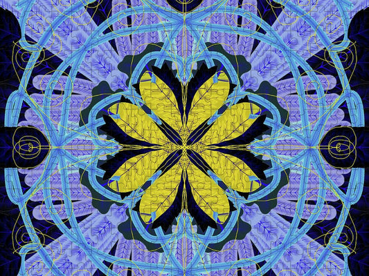 Blue and Yellow Leaf Mandala - Puzzle