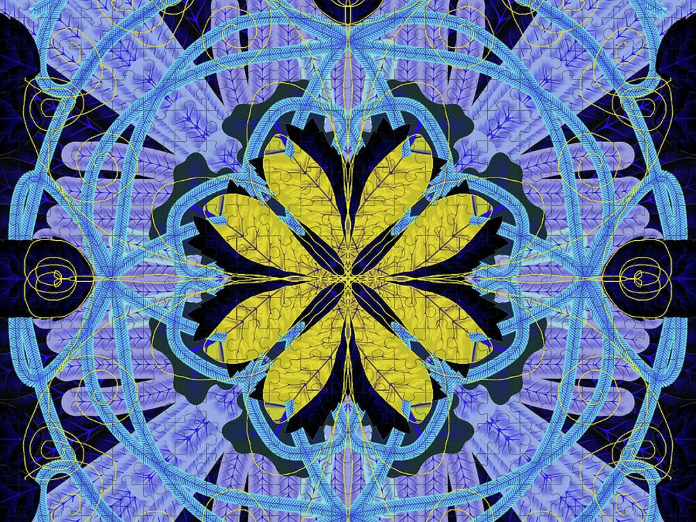 Blue and Yellow Leaf Mandala - Puzzle