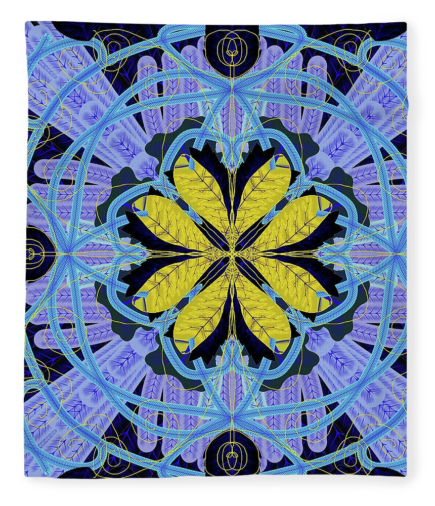 Blue and Yellow Leaf Mandala - Blanket