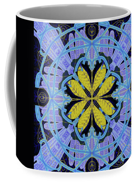 Blue and Yellow Leaf Mandala - Mug
