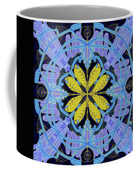 Blue and Yellow Leaf Mandala - Mug