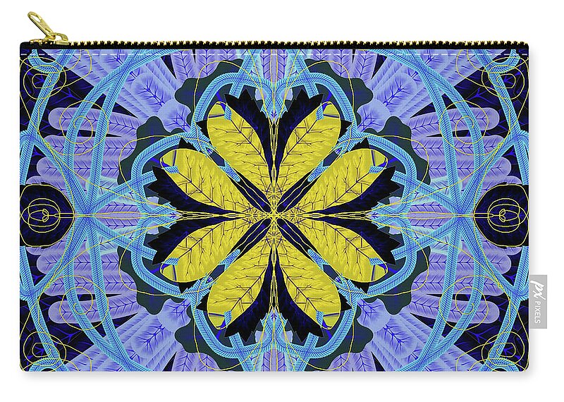 Blue and Yellow Leaf Mandala - Zip Pouch