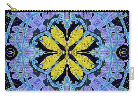 Blue and Yellow Leaf Mandala - Zip Pouch