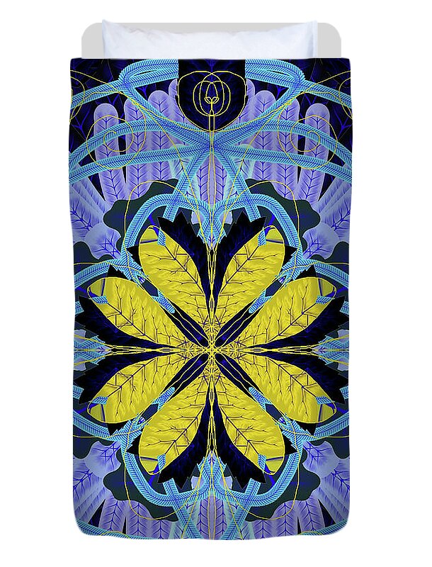 Blue and Yellow Leaf Mandala - Duvet Cover
