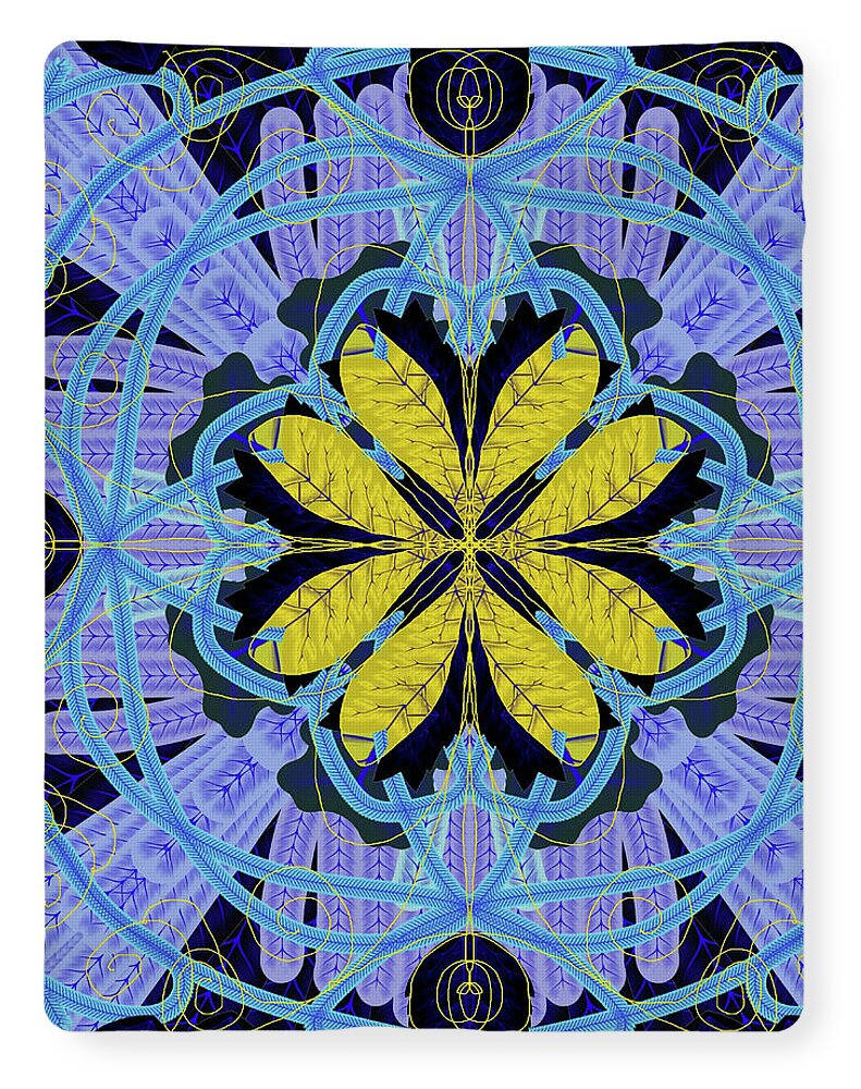 Blue and Yellow Leaf Mandala - Blanket
