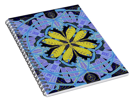 Blue and Yellow Leaf Mandala - Spiral Notebook