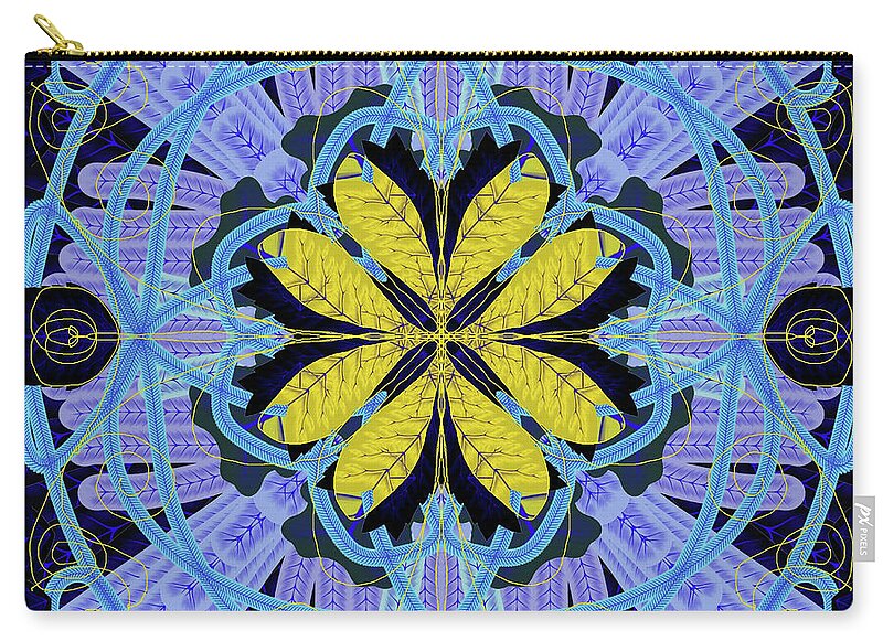 Blue and Yellow Leaf Mandala - Zip Pouch