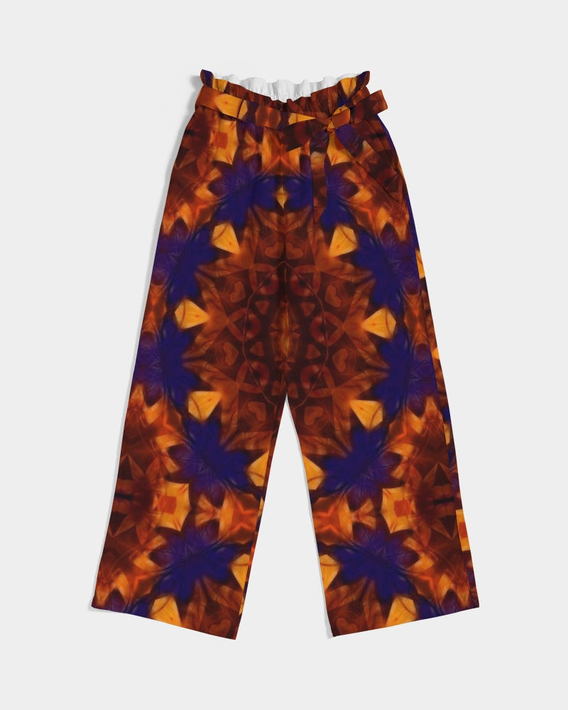 Blue Orange Red Kaleidoscope Women's All-Over Print High-Rise Wide Leg Pants