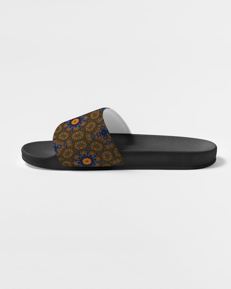 Blue and Yellow Sketch Kaleidoscope  Women's Slide Sandal