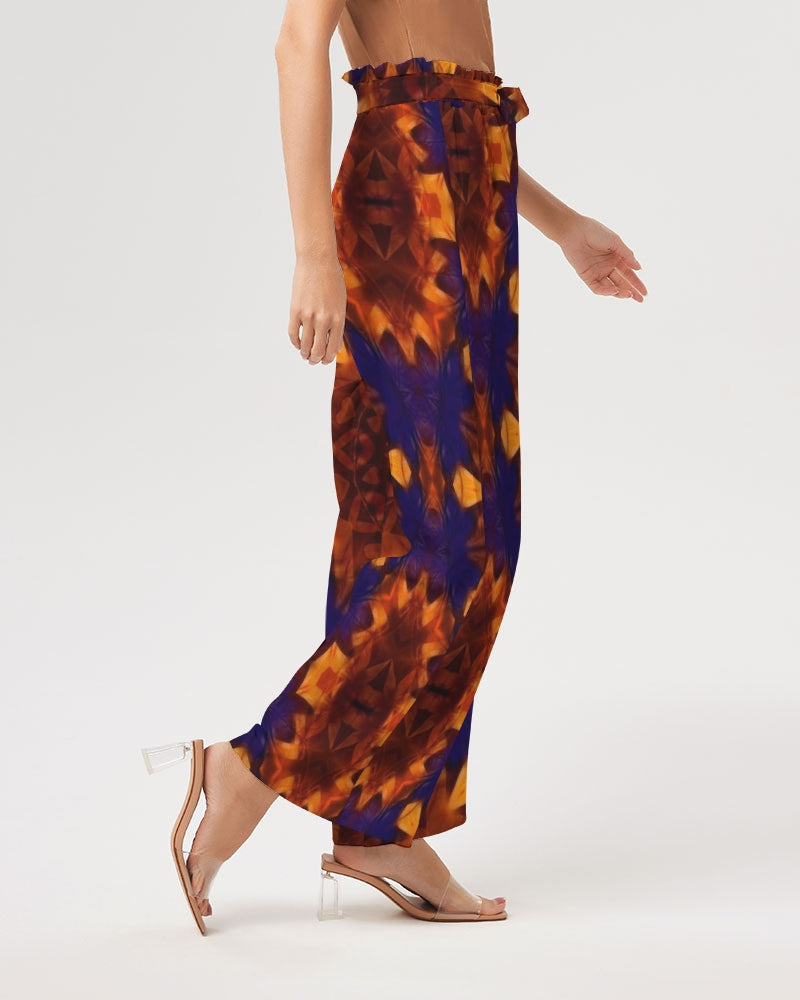 Blue Orange Red Kaleidoscope Women's All-Over Print High-Rise Wide Leg Pants