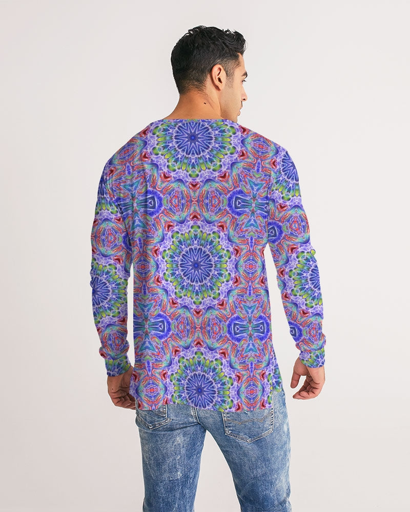 Blue Red Kaleidoscope Men's All-Over Print Long Sleeve Tee