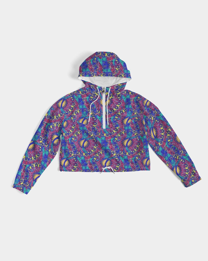 Caribbean Grafitti Women's All-Over Print Cropped Windbreaker