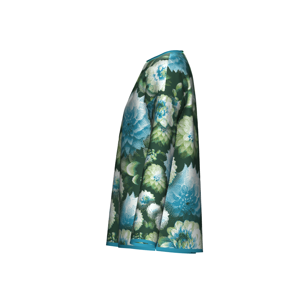Blue Green Dahlias Collage Sweater