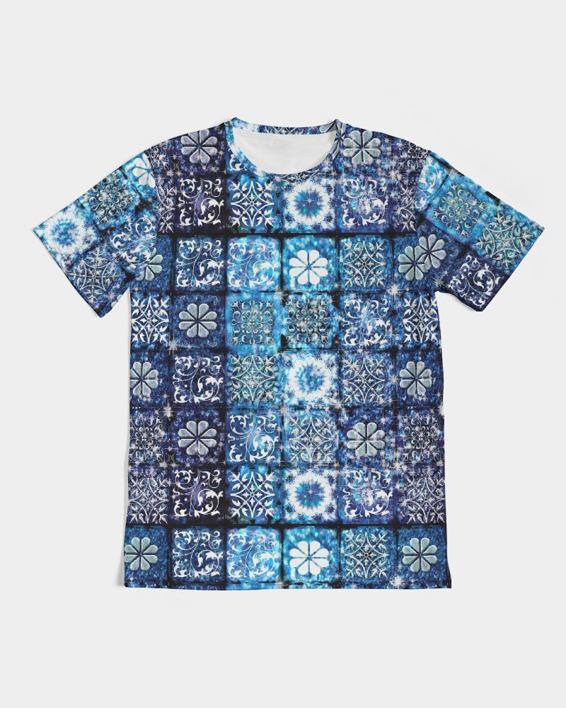 Blue Ice Crystals Motif Men's All-Over Print Tee