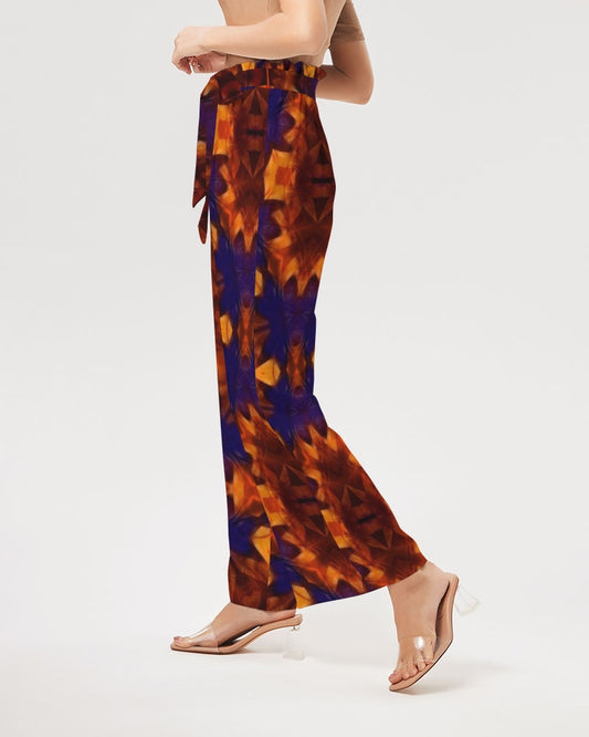 Blue Orange Red Kaleidoscope Women's All-Over Print High-Rise Wide Leg Pants
