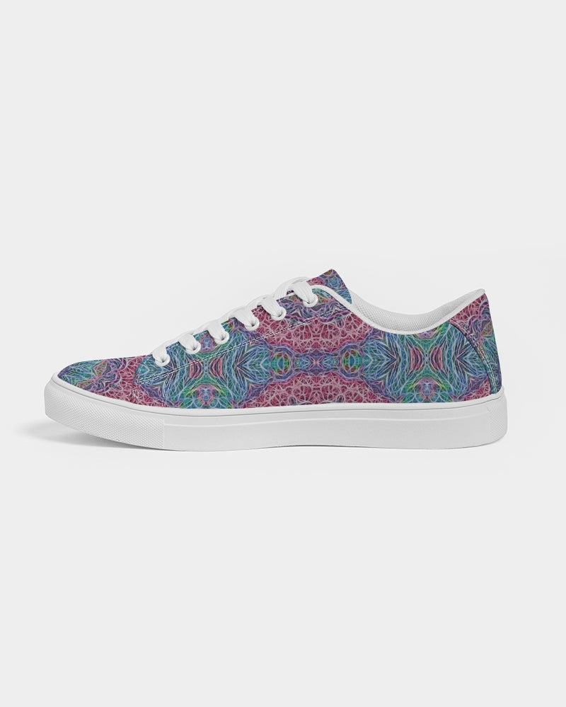 Blue Red Snowflake Kaleidoscope Women's Faux-Leather Sneaker