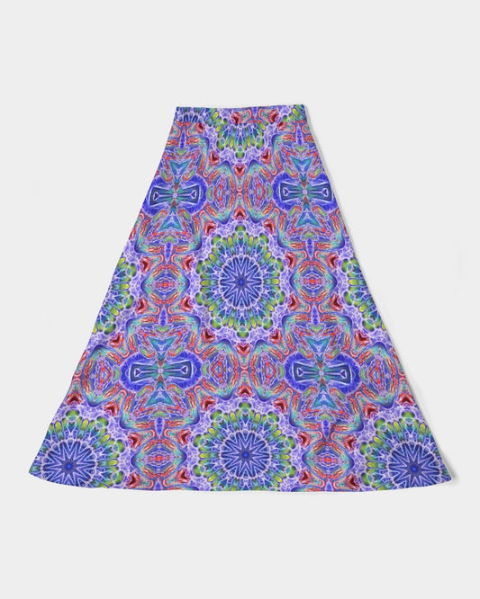 Blue Red Kaleidoscope Women's All-Over Print A-Line Midi Skirt