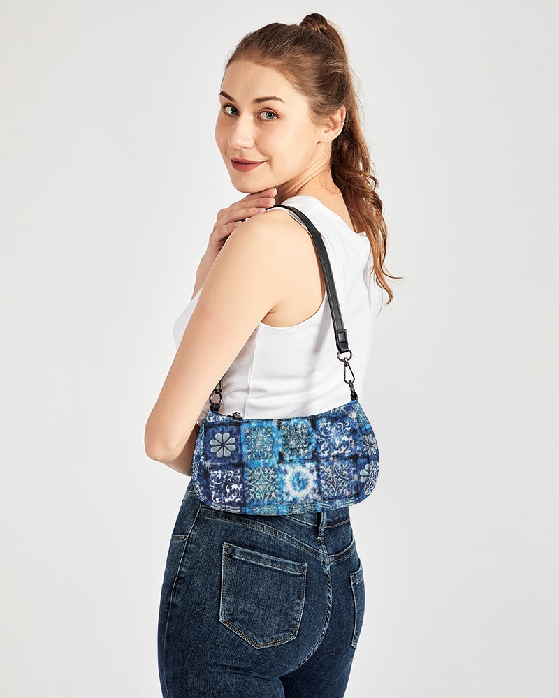 Blue Ice Crystals Motif Petite Canvas Pouch