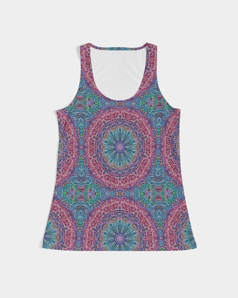 Blue Red Snowflake Kaleidoscope Women's All-Over Print Tank