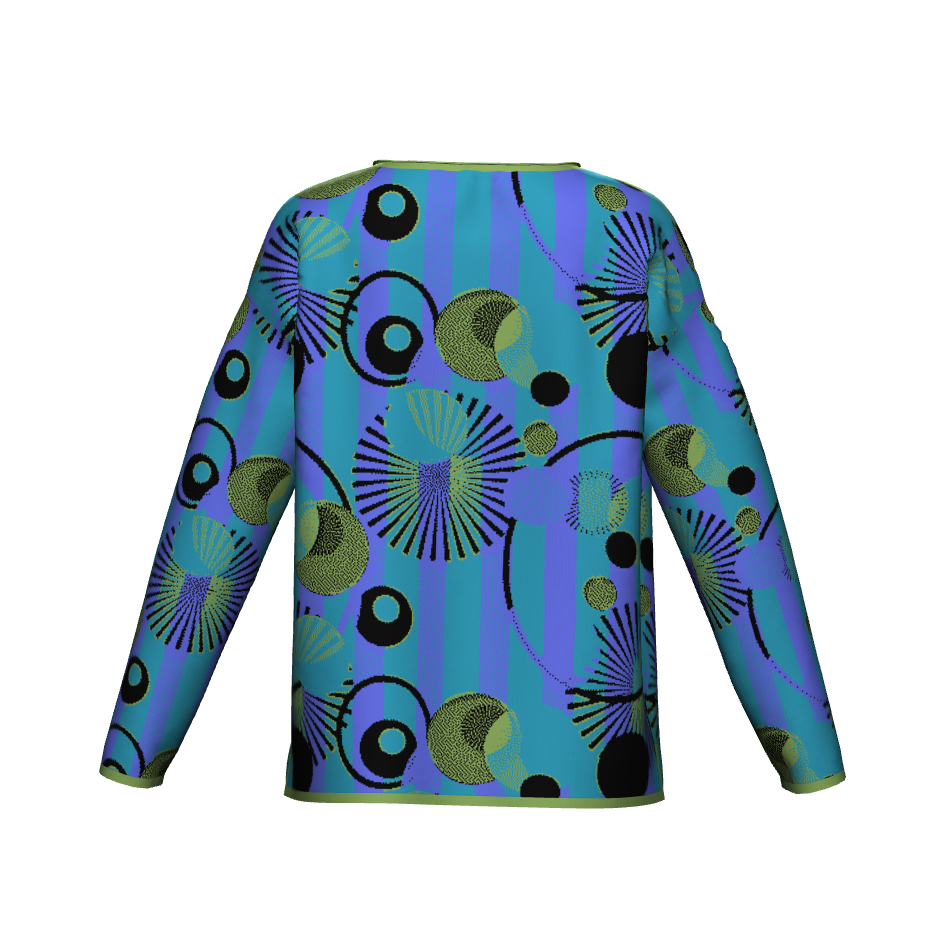 Bluegreen Stripes and Dots Sweater
