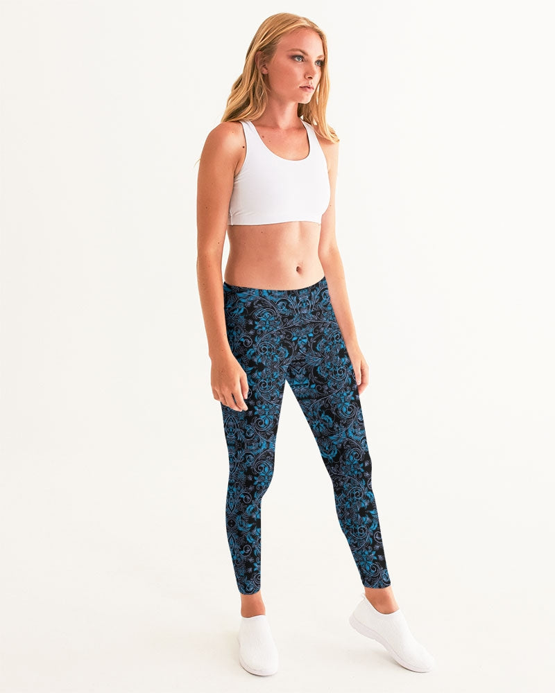 Blue Vines and Lace Women's All-Over Print Yoga Pants