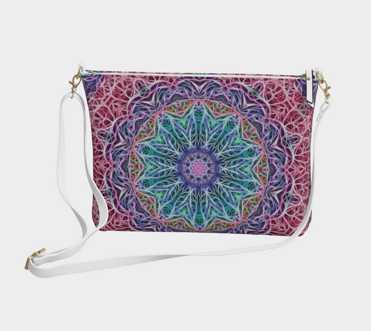 Blue and Pink Kaleidoscope Vegan Crossbody Purse