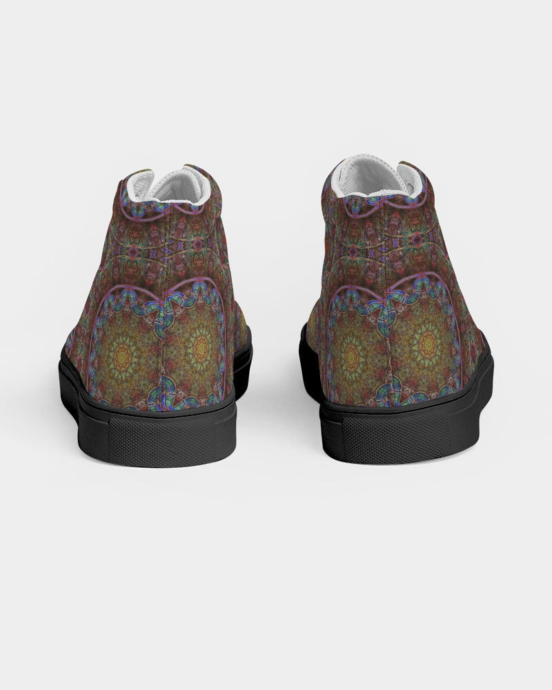 Blue Pink Windy Kaleidoscope Women's Hightop Canvas Shoe - Black