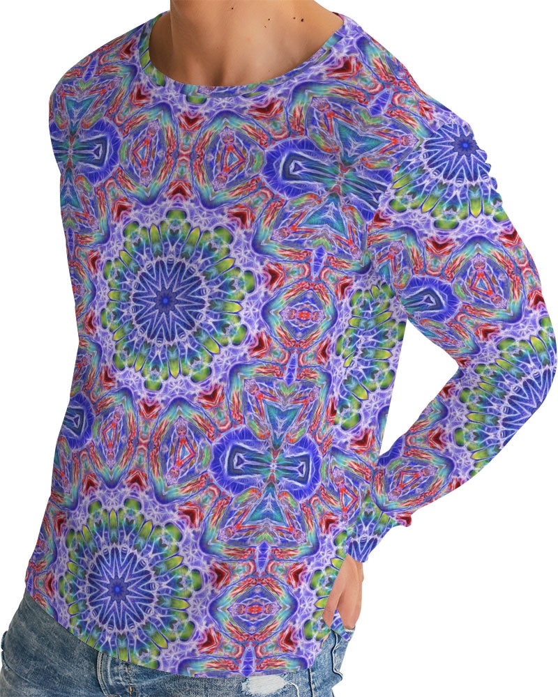 Blue Red Kaleidoscope Men's All-Over Print Long Sleeve Tee
