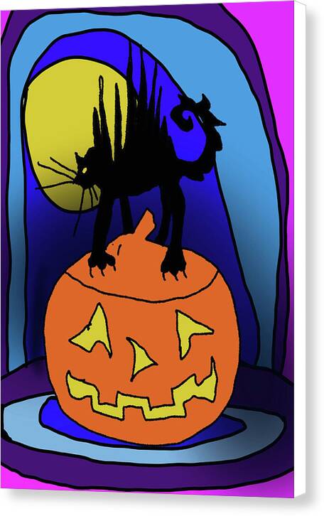 Cat On A Pumpkin - Canvas Print