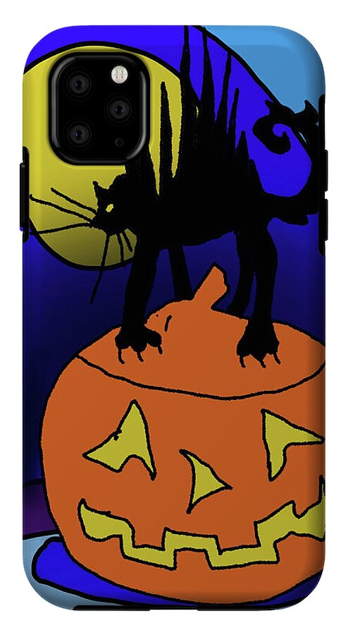 Cat On A Pumpkin - Phone Case