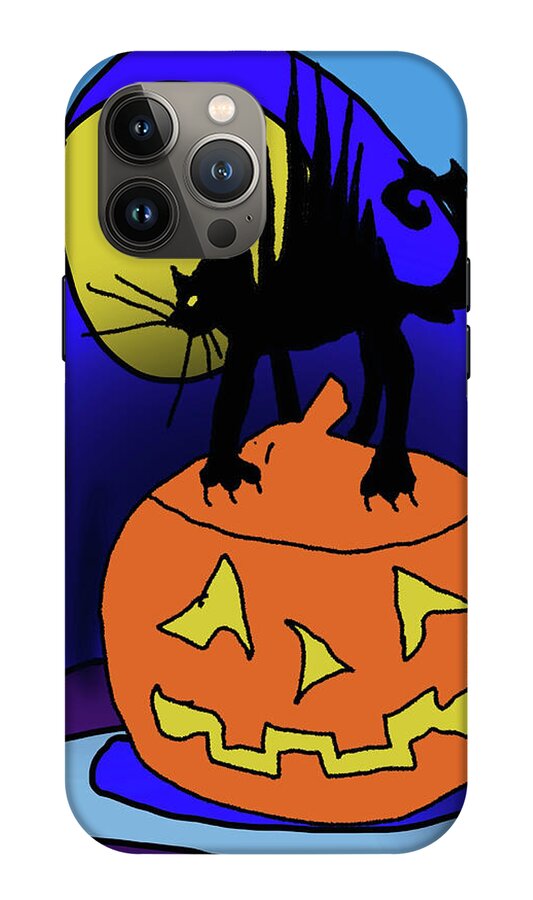 Cat On A Pumpkin - Phone Case