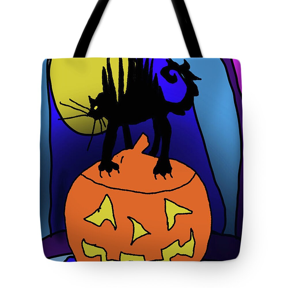 Cat On A Pumpkin - Tote Bag