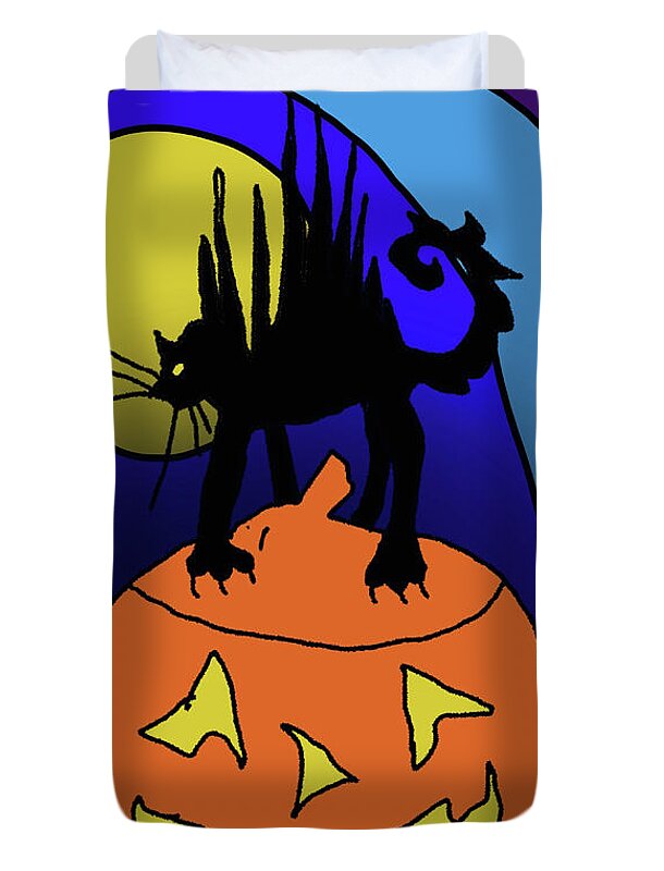 Cat On A Pumpkin - Duvet Cover