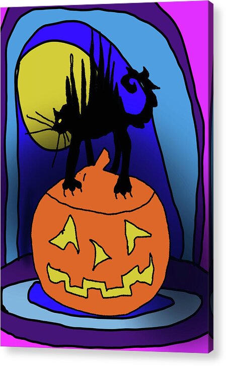 Cat On A Pumpkin - Acrylic Print