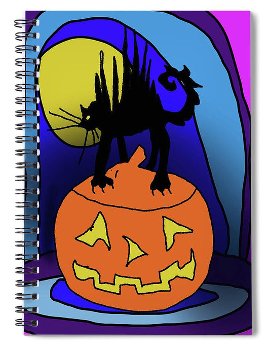 Cat On A Pumpkin - Spiral Notebook