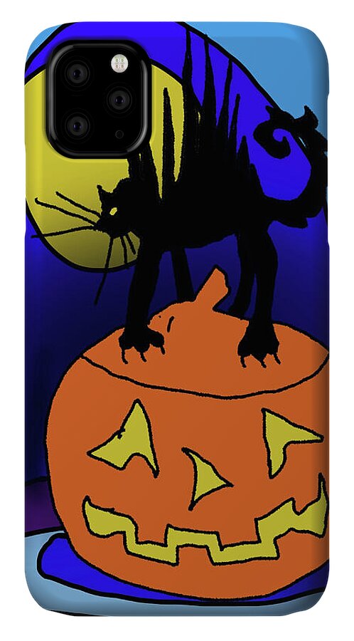 Cat On A Pumpkin - Phone Case
