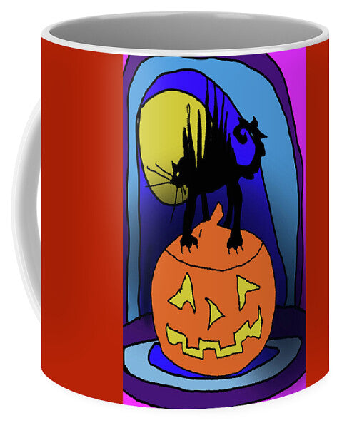 Cat On A Pumpkin - Mug