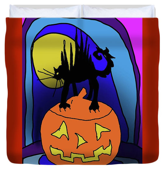 Cat On A Pumpkin - Duvet Cover
