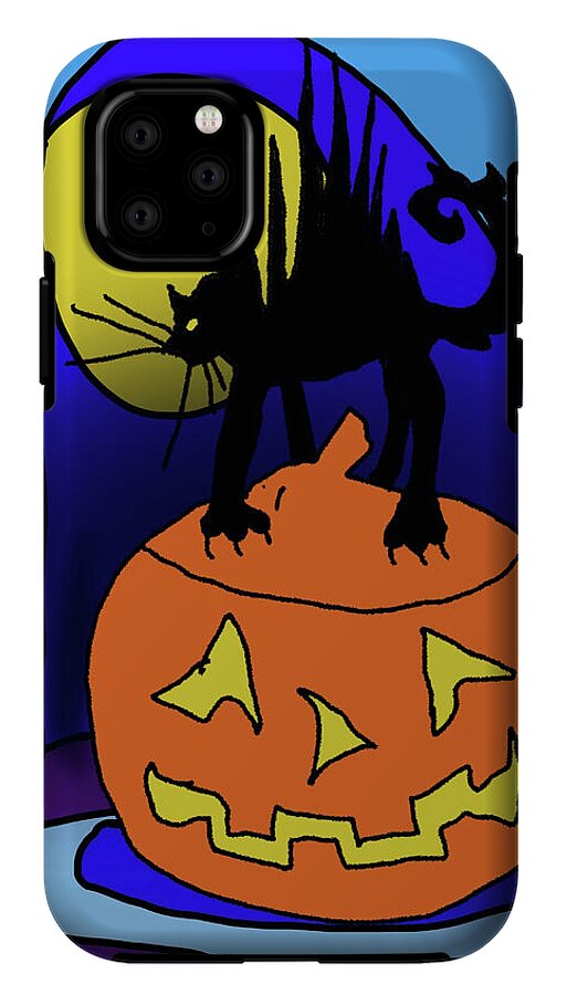 Cat On A Pumpkin - Phone Case