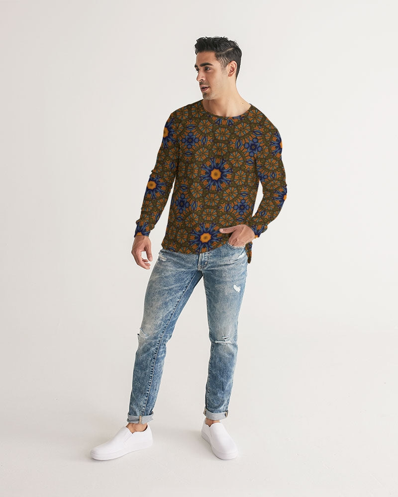 Blue and Yellow Sketch Kaleidoscope  Men's All-Over Print Long Sleeve Tee