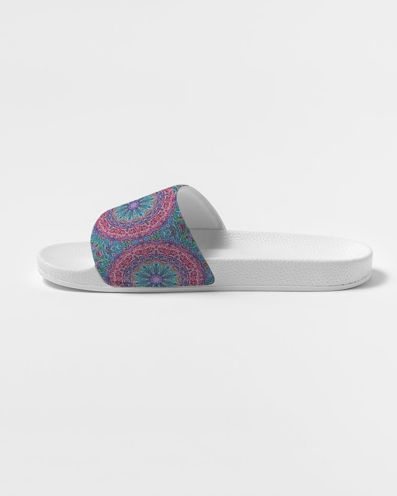 Blue Red Snowflake Kaleidoscope Women's Slide Sandal