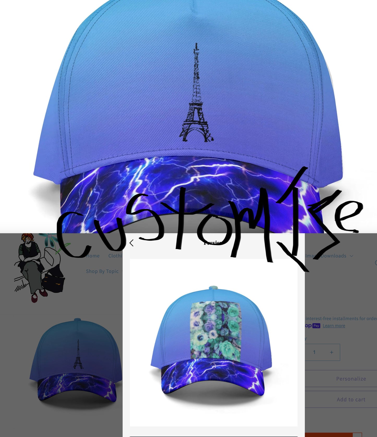 Create Your Own Blue Gradient Baseball Cap