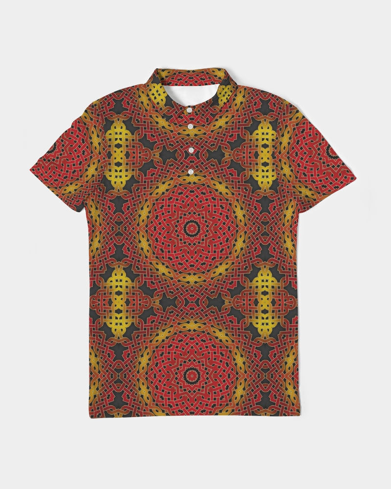 Celtic Orange Spiral Men's All-Over Print Slim Fit Short Sleeve Polo