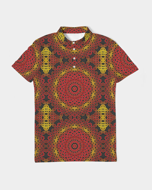 Celtic Orange Spiral Men's All-Over Print Slim Fit Short Sleeve Polo