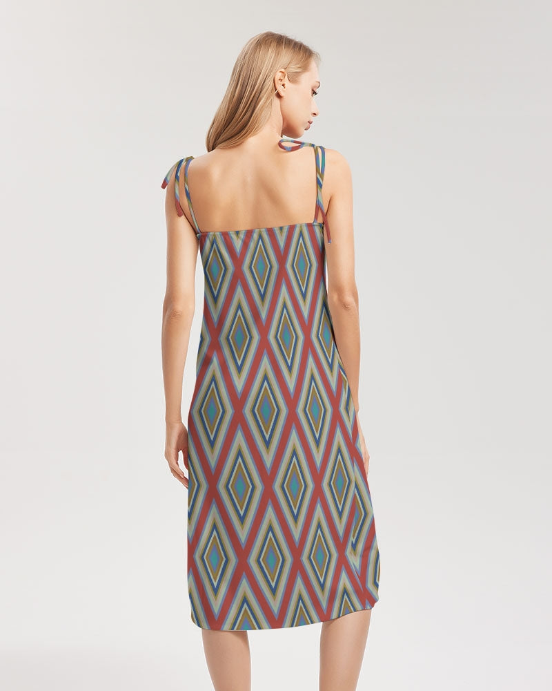 Colorful Diamonds Variation 3 Women's All-Over Print Tie Strap Split Dress