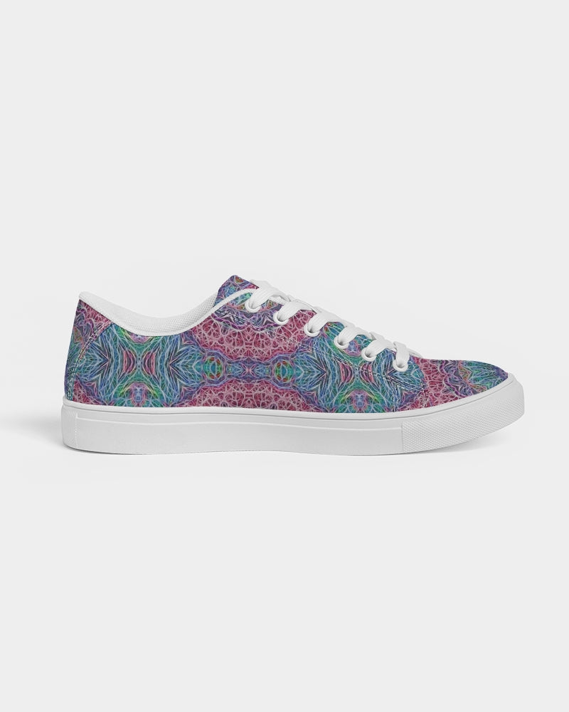 Blue Red Snowflake Kaleidoscope Women's Faux-Leather Sneaker