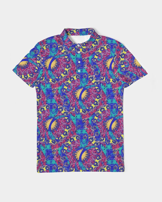 Caribbean Grafitti Men's All-Over Print Slim Fit Short Sleeve Polo